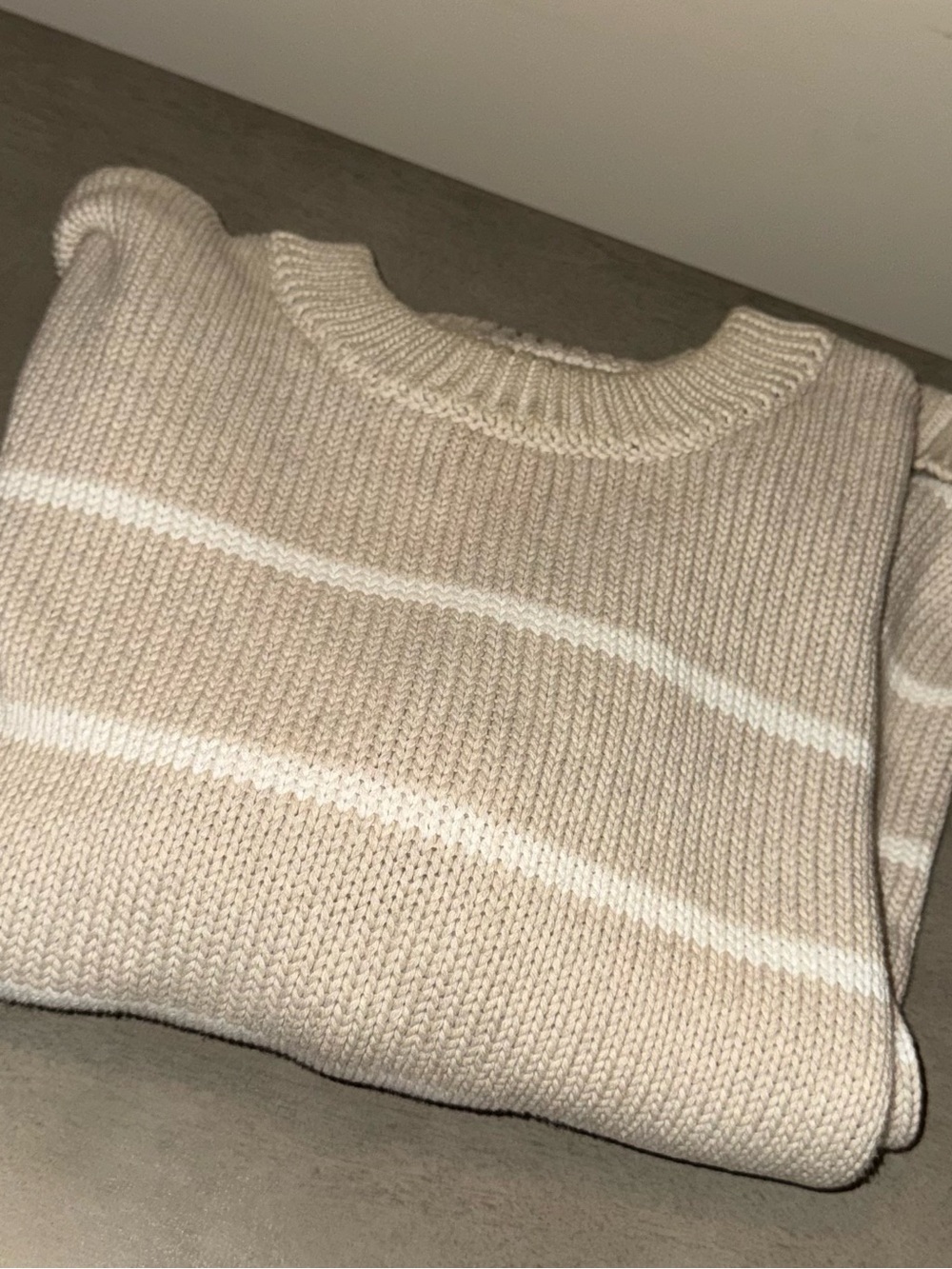 Quince S Heavyweight Organic Cotton Cream Stone White Striped Crewneck Sweater
